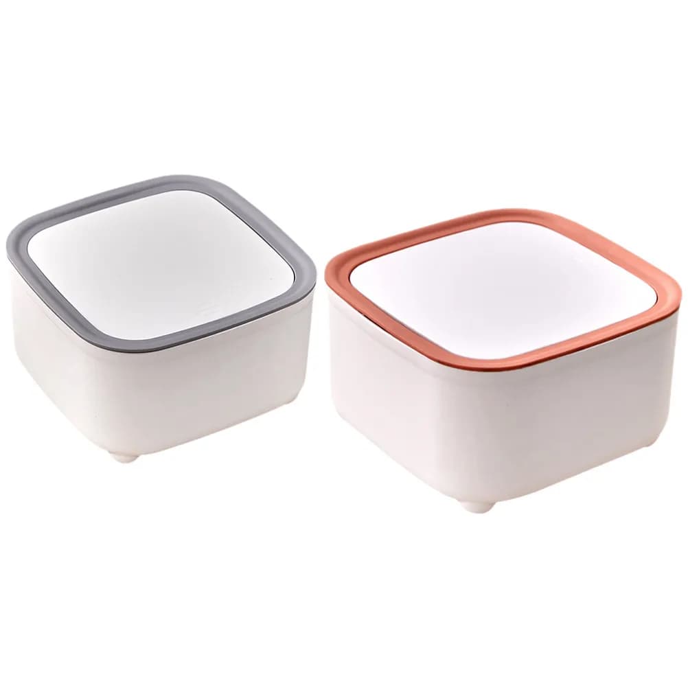 2 contenitori per rifiuti da scrivania, piccoli, in plastica, decorativi, con coperchio, per ufficio, camera da letto, comodino