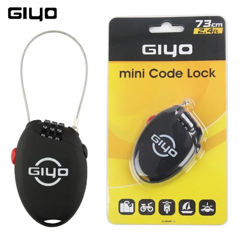 GIYO Mini multifunction cable Bicycle lock 3 digit password Bike helmet Bicycle lock with anti-theft code for bicycle