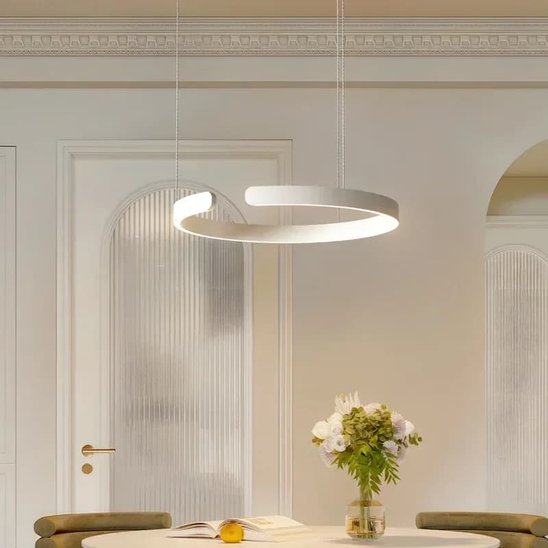 Lampadario a sospensione moderno SANDYHA con anello, telecomando, dimmerabile, luce bianca calda, protezione per gli occhi, LED, per isola cucina e sala da pranzo