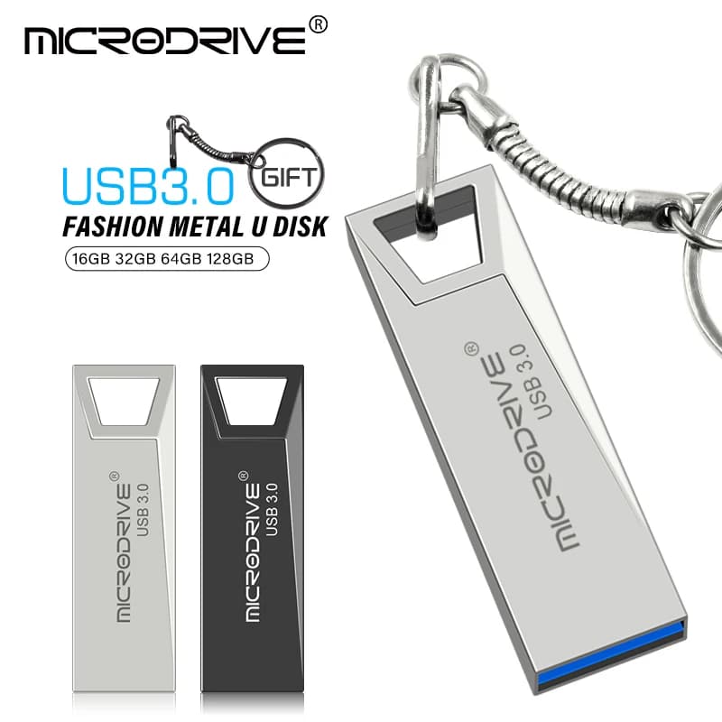 Mini chiavetta USB 3.0 ad alta velocità in metallo 16 GB 32 GB 64 GB 128 GB Pendrive Chiavetta USB impermeabile Pen memory Stick con portachiavi