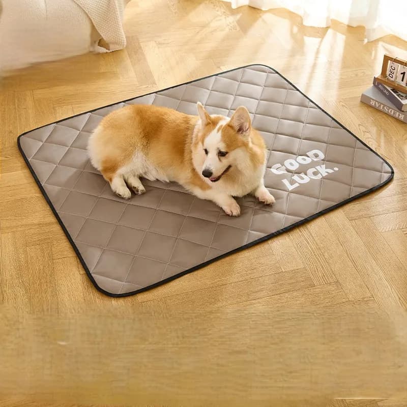 Cuccia per cani a forma di U in sisal, rilassante, fantasia grigia, estiva, grande, per cuccioli, con tappetino antistress e trapuntato per stimolazione olfattiva