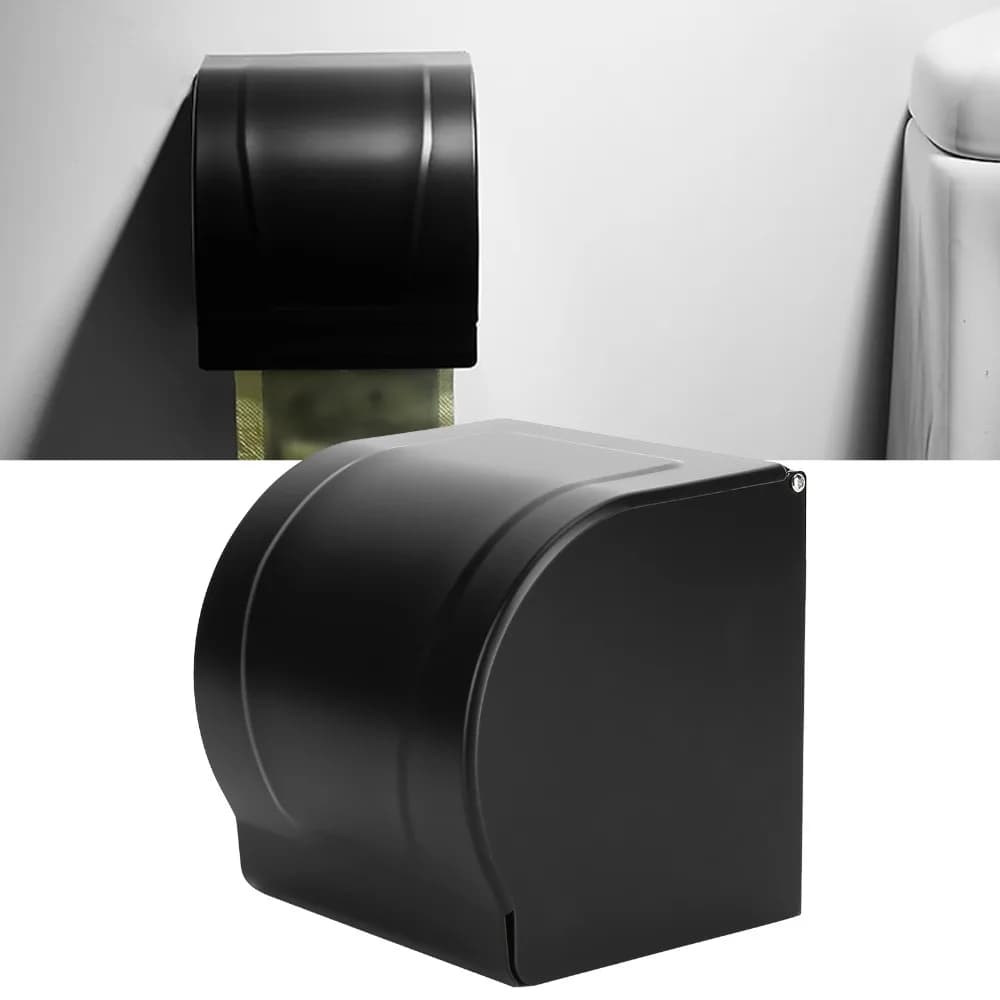Porta Fazzoletti in Lega di Alluminio Nero da Parete, Contenitore per Fazzoletti a Prova di Gatto/Cane, Porta Carta Igienica Multifunzionale, Organizer per Bagno