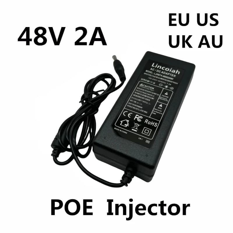 DC 48V 2A 2000MA 96W POE Adattatore di Alimentazione 48 V Volt Per CCTV di Sorveglianza di Sicurezza Iniettore POE Ethernet IP Camera Phone