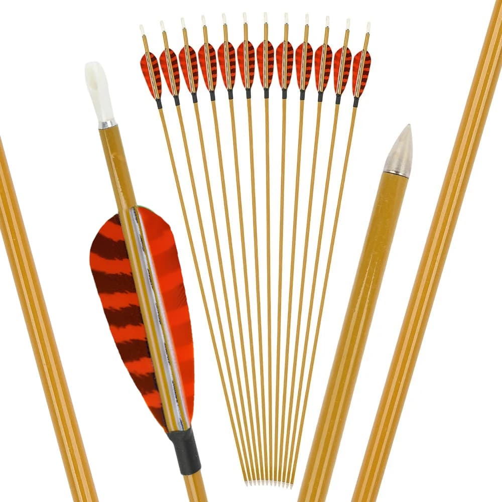 Mixed Carbon Arrows 12pcs 32" Spine900 OD6.2mm 3" Natural Real Feathers for Archery Outdoor Target Practice
