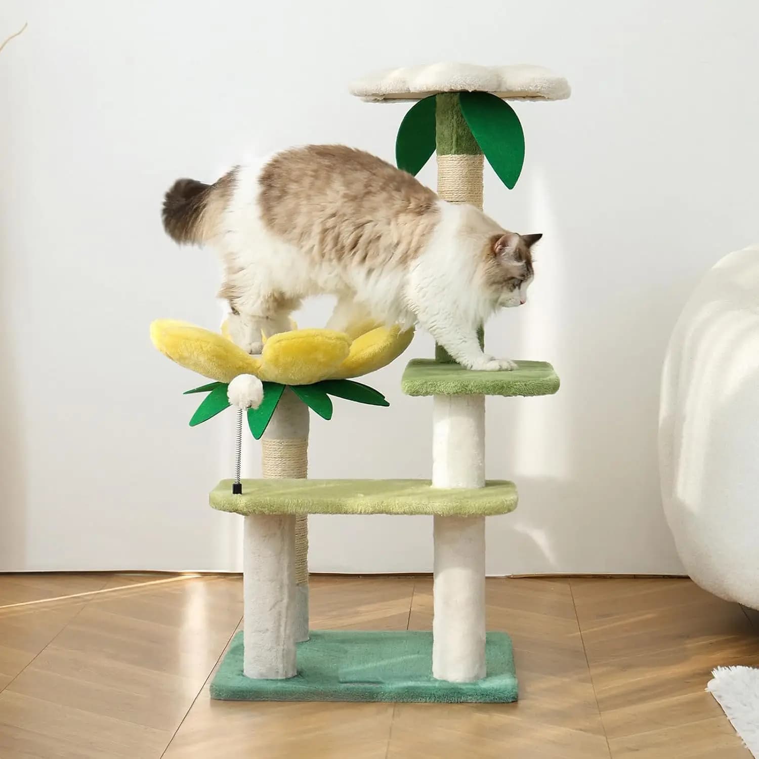 Torre per Gatti a Forma di Avocado da 40 Pollici - Cuccia per Gatti da Giardino Piccola con Piattaforma Multilivello e Tiragraffi, Perfetta per