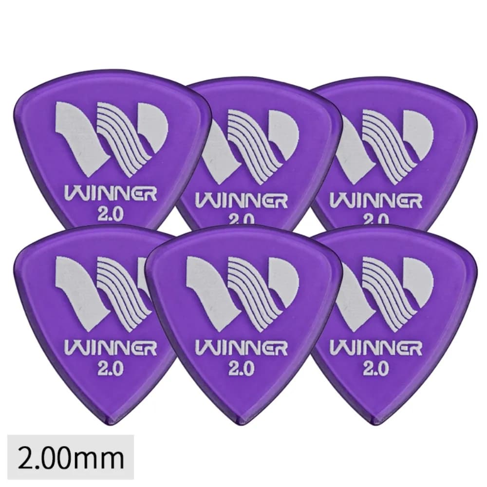 Plettri per chitarra professionale vincitore da 6 pezzi Plettri per chitarra elettrica antiscivolo spessi 2,0 mm Parti per chitarra triangolare di grandi dimensioni Chitarra elettrica