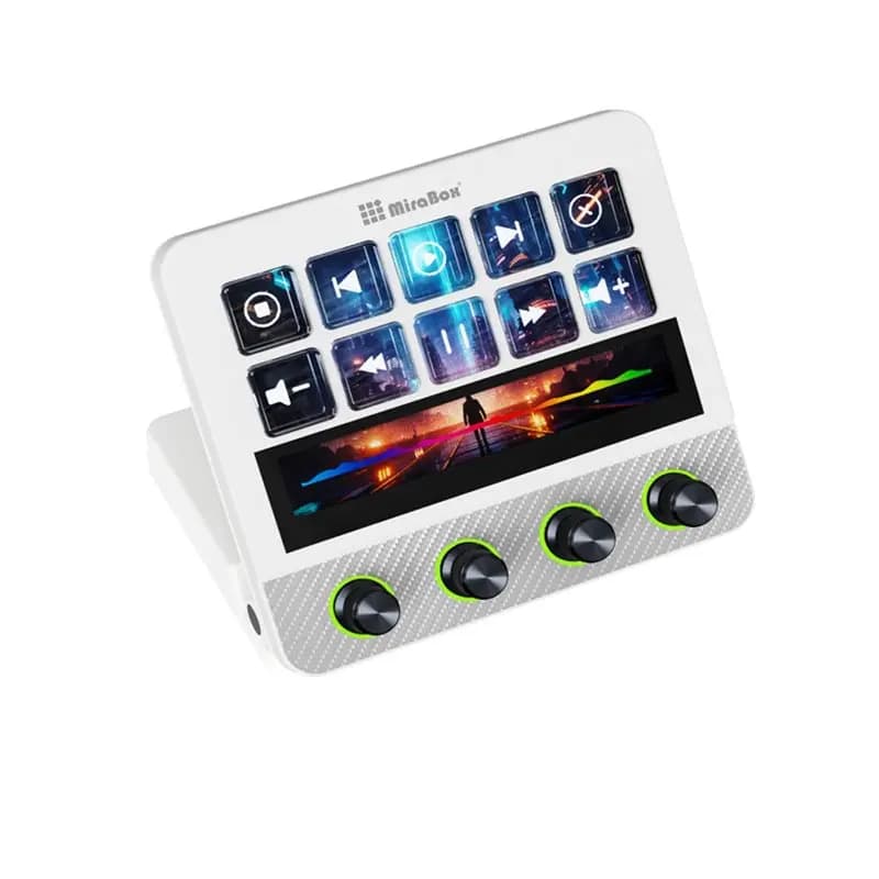 Mirabox N4 Pro 1 Stream Deck Controller Elgato Alternative 10 Programmable LCD Keys Featuring 500+ Plugins For Streaming/Editing