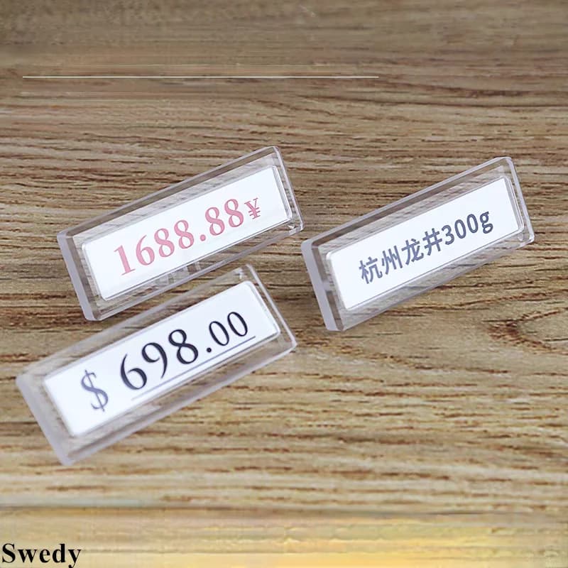 49x12mm Slant Acrylic Sign Holder Stand Price Label Name Card Tags Jewelry Watch Table Mini Price Label Holder