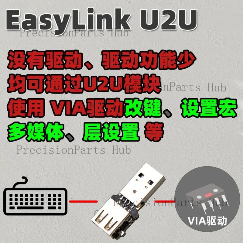EasyLink U2U Module Mechanical Keyboard Qmk Universal Key Changing Via Custom Layer VIAL Macro Settings for Gamers DIY Design