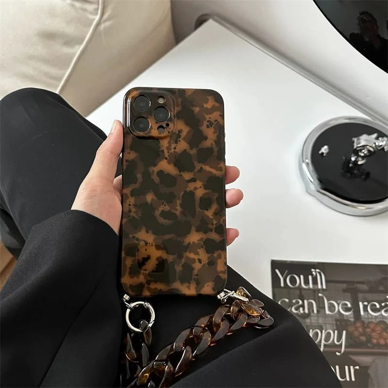 Amber Chain Phone Case Suitable For iPhone 13 14 Pro Max 12 11 15 All Inclusive Anti Fall Protective Cover
