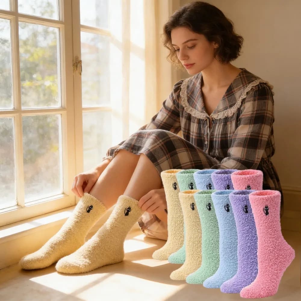 5 Paia di Calzini Pantofole da Donna Super Morbidi e Caldi per l'Inverno, Ideali come Regalo di Natale, Capodanno o Compleanno