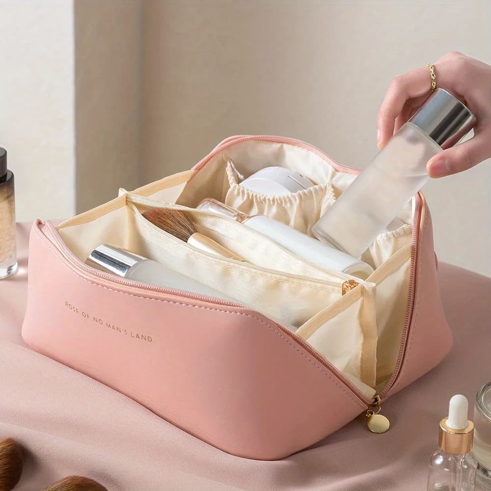 Organizer for Makeup, Beauty Travel Case, Women's Luxury Cosmetic Bag, Hinge with Hinge