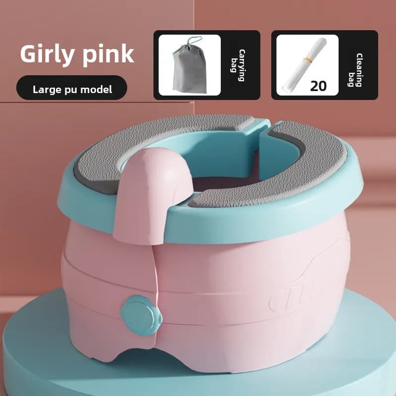 Portable Toilet for Children, Foldable Vase for Children, Full Cover PU Pillow, Creative Design Kids Vase for Waste Bags Positioning