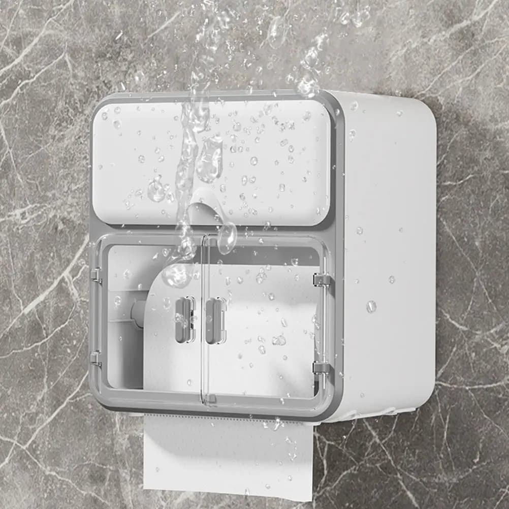 Portarotolo da Parete per Bagno, Porta Carta Igienica con Scatola Portaoggetti, Design Impermeabile, Decorazione Casa, Stile Scaffale Piatto