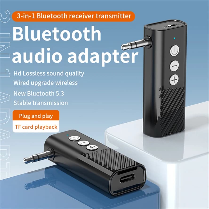 Bluetooth 5.3 Wireless Receiver Adapter USB 3 in 1 Audio Receiver Bluetooth Aux Car Charger for TV Speakers