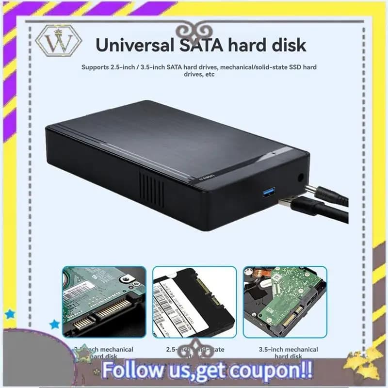 Nuova custodia per HDD da 3,5 pollici Custodia per HDD esterna SATA da 3,5 pollici per disco SSD da 2,5 "3,5" SPINA UE