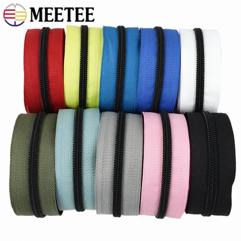2-10M 5 # Cerniere in nylon al metro Rotolo Nastri con cerniera sfusi Vestiti Scarpe Borsa Cerniera a spirale Chiusure Kit di riparazione Accessori per cucire fai da te