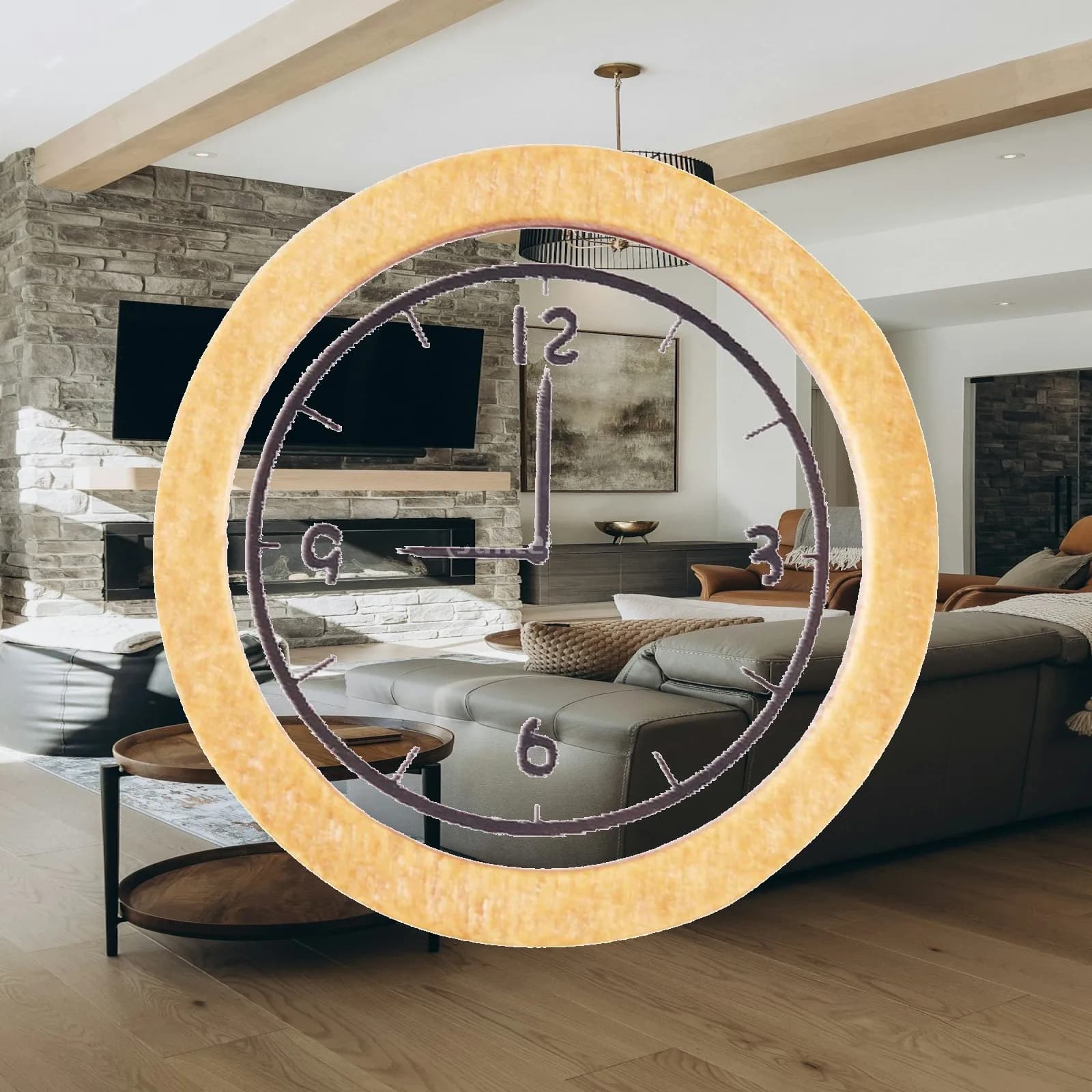 Orologio da parete rotondo in legno stile shabby, miniatura / Accessorio decorativo per casa delle bambole in scala 1:12, per giochi di imitazione