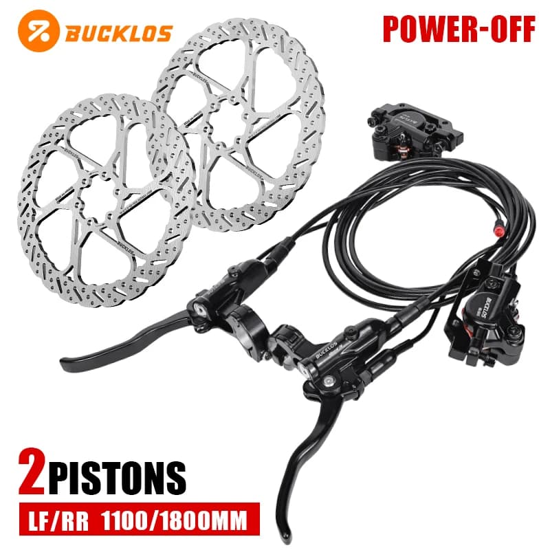 BUCKLOS E-Bike Hydraulic Brakes 1100mm 1800mm Bicycle Disc Brake 2 Pistons Bike Brake Set LF RR MTB Road Bike Hydraulic Brakes
