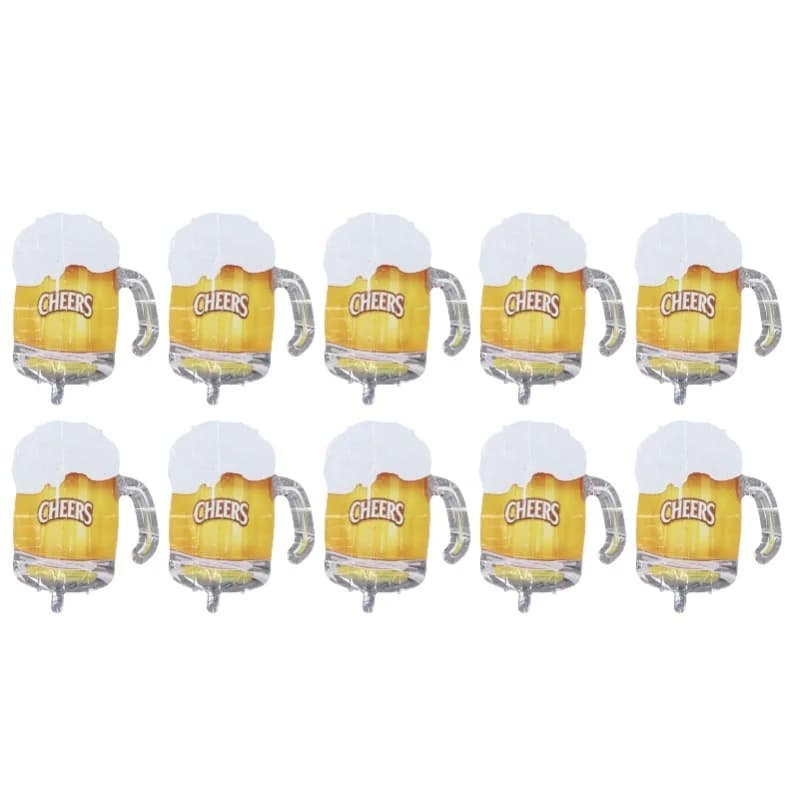10 Palloncini a Forma di Boccale di Birra, Decorazione per Feste a Tema Birra, Grandi Palloncini in Foil Riutilizzabili a Forma di Boccale