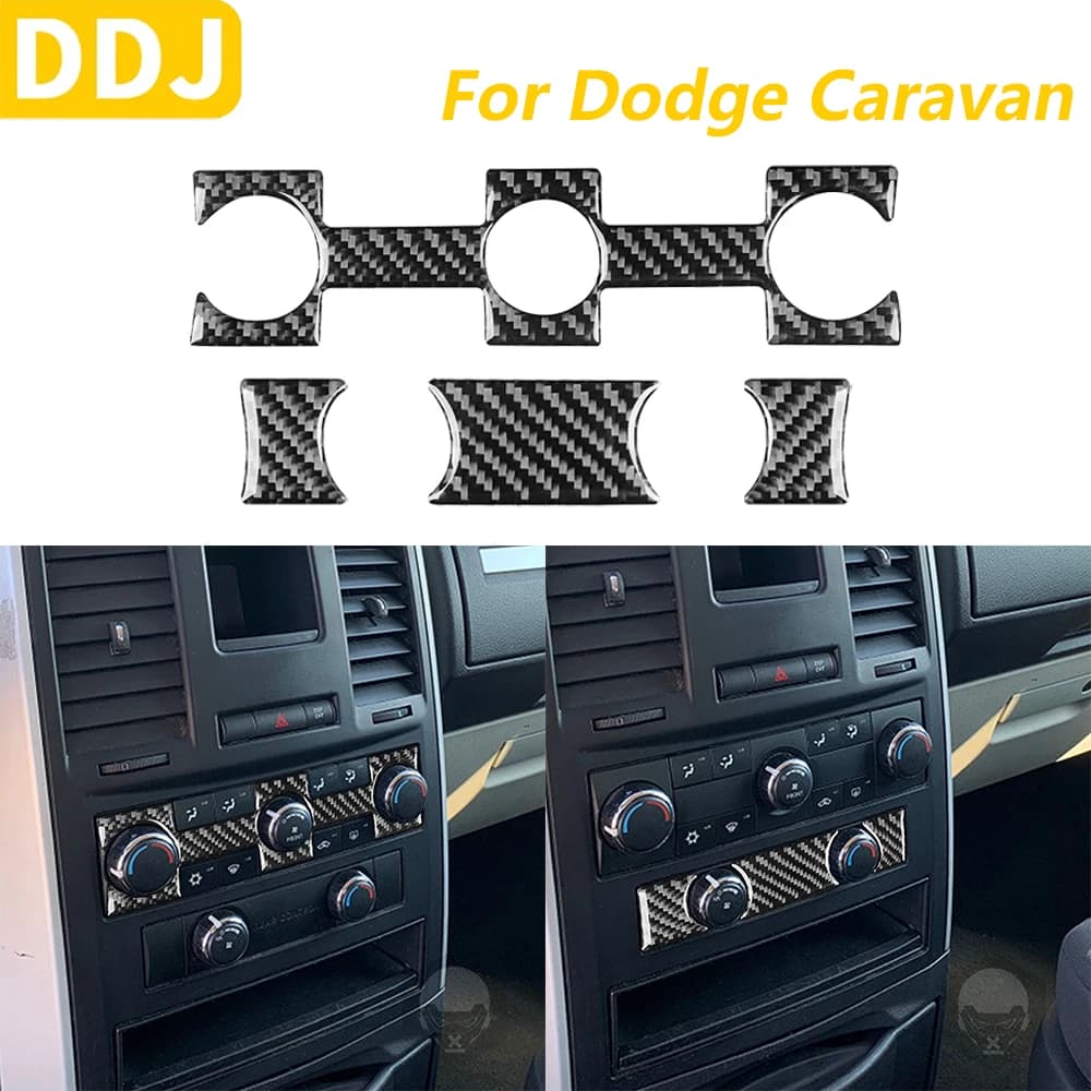For Dodge Caravan 2008-2010 Carbon Fiber Air Conditioning Central Control Panel AC Cover Trim Accessories Auto Decoration Wall decal