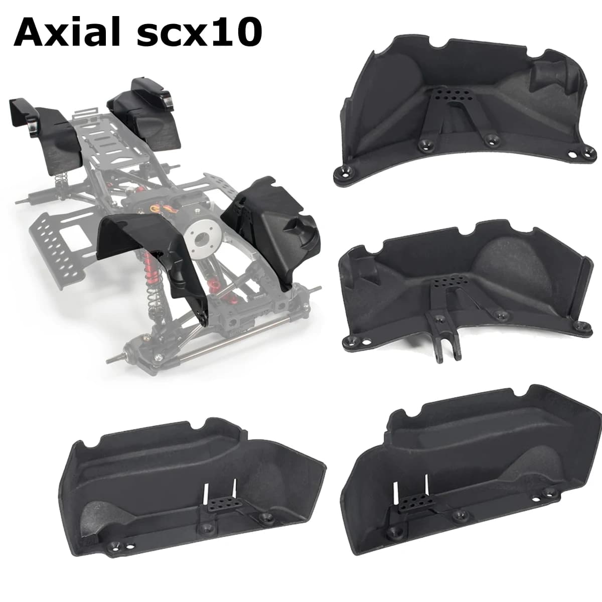 4 pezzi 1/10 paraspruzzi per 1/10 Axial SCX10 Rc paraspruzzi in plastica RC Upgrade Part accessori per auto RC