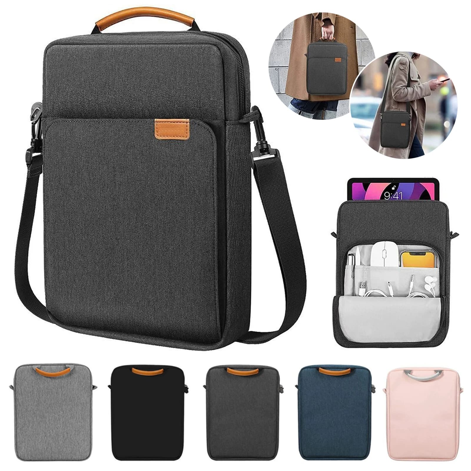 Custodia per tablet per iPad Galaxy Tab 9-11/13,3 pollici Borsa a tracolla