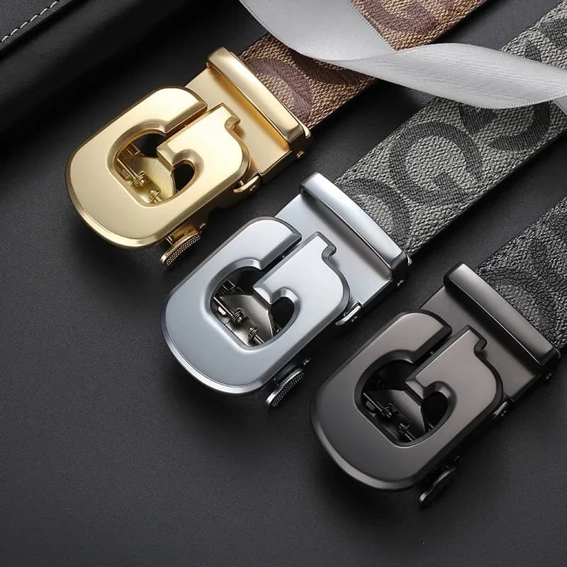 Multicolour Stylish Metal Buckle Belt for Men and Women - Fashionable Daily Decoration Jeans Belt with Fully Automatic Letter Buckle - Perfect Accessory for Business and Casual Accasions