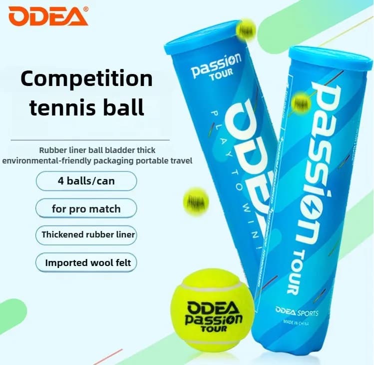 Palline da tennis Odea Passion, 4 palline/lattina, palline da allenamento durevoli ad alto rimbalzo, 3 lattine con smorzatore di vibrazioni gratuito