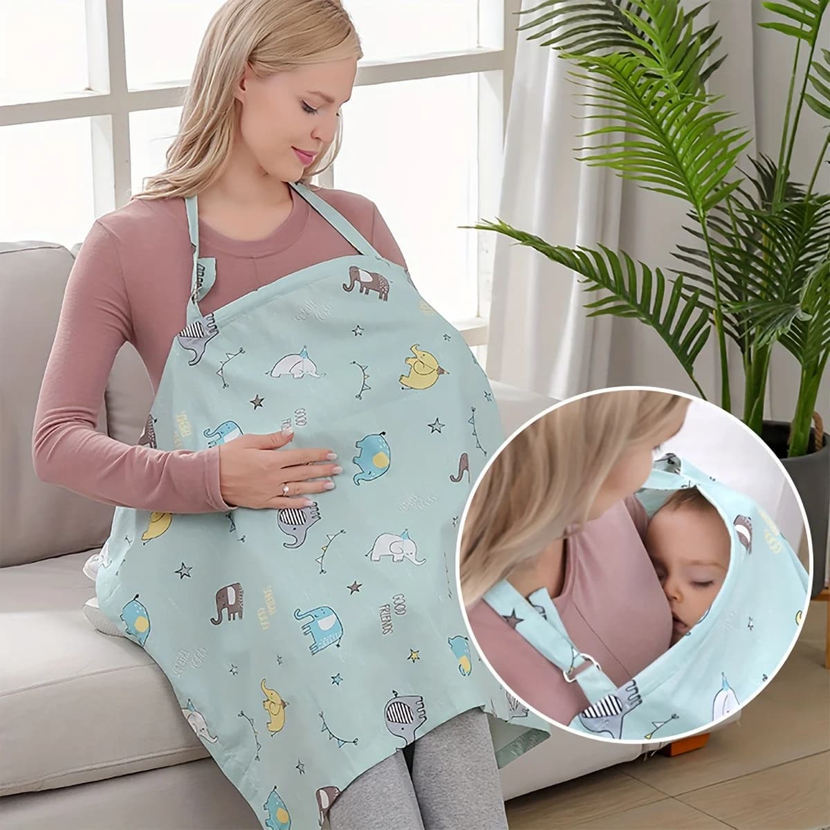 Sciarpa per allattamento, coprisedile per passeggino, coprisedile per auto, grembiule leggero e traspirante per l'allattamento al seno