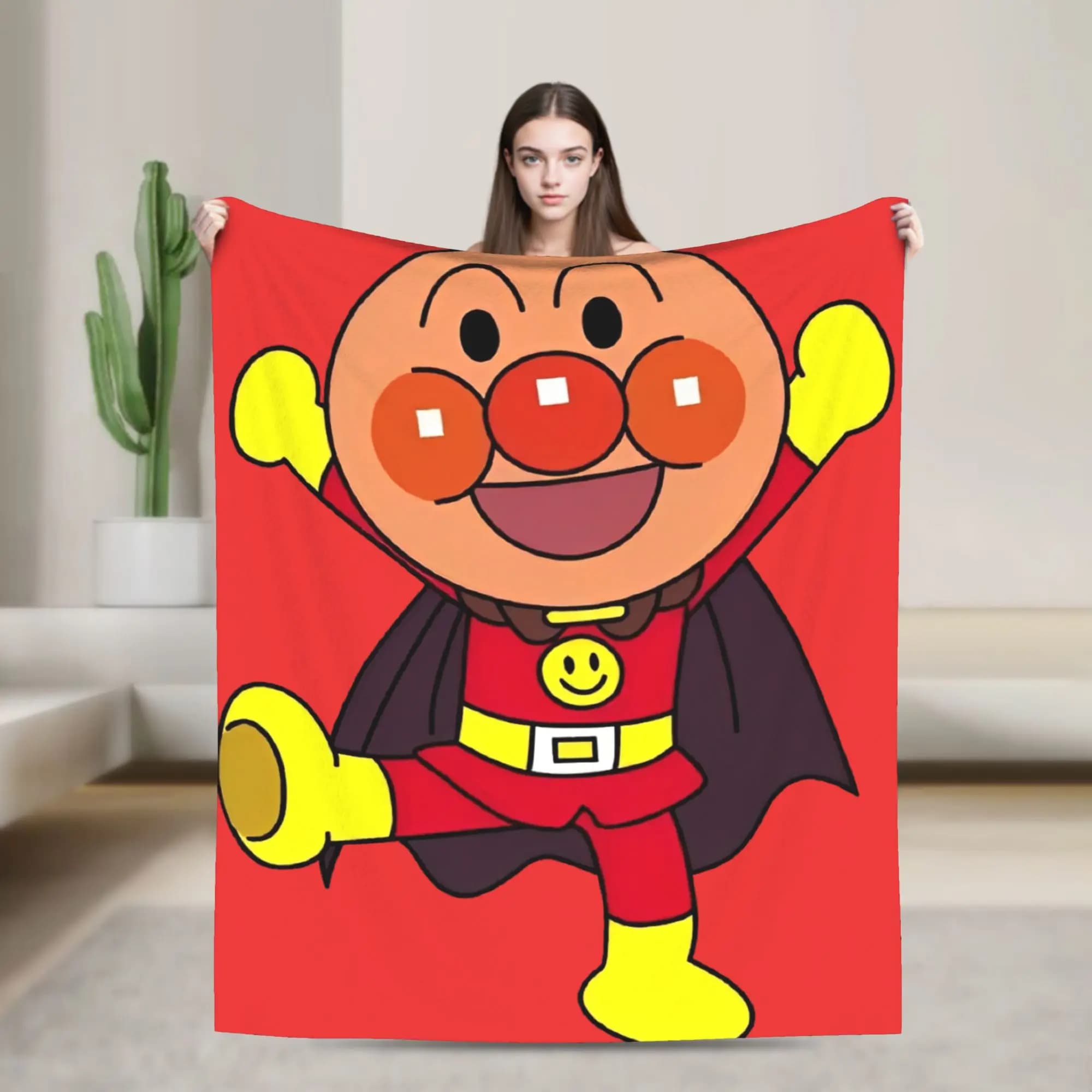 A-Anpanmans Anime Blankets Cute Cartoon Flannel Novelty Breathable Throw Blanket for Chair Covering Sofa All Season,