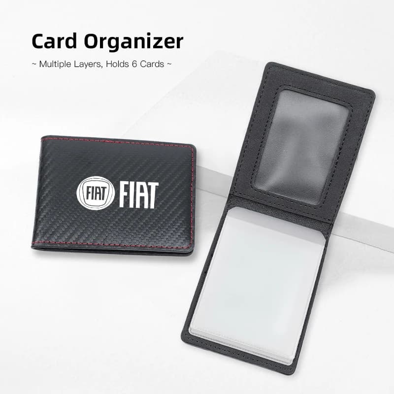 Organizzatore di carte per auto, porta carte in pelle scamosciata, custodia per carte per Fiat 500 Abarth Punto Panda Doblo Freemont, accessori auto, portachiavi
