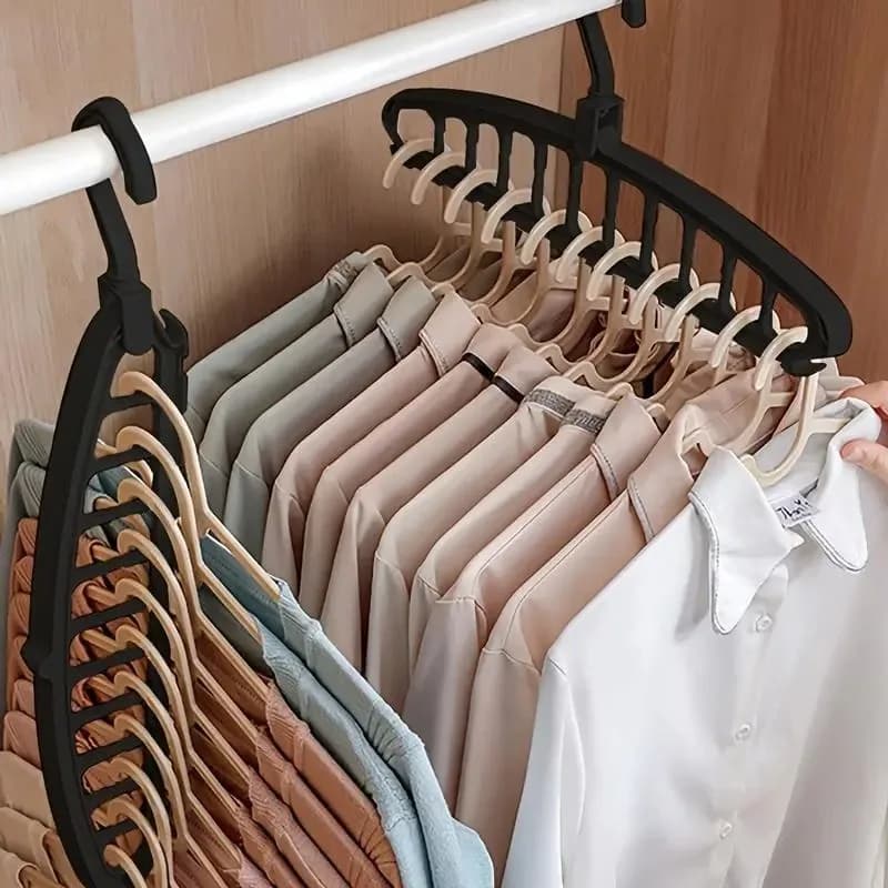 Organizzatore appendiabiti magico pieghevole a 11 fori, appendiabiti salvaspazio per camicie - Appendiabiti neri per abiti, vestiti e cappotti, design per l'organizzazione del guardaroba | Organizzatori per Armadi e Guardaroba | Appendiabiti per Armadio, Appartamento, Dormitorio Universitario