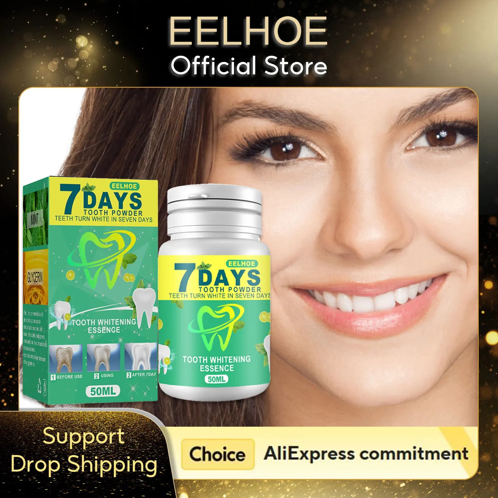 EELHOE 7 Days Teeth Whitening Powder Deep Cleaning Teeth Knife Detergent for Dental Plate Fresh Food Powder for teeth cleaning
