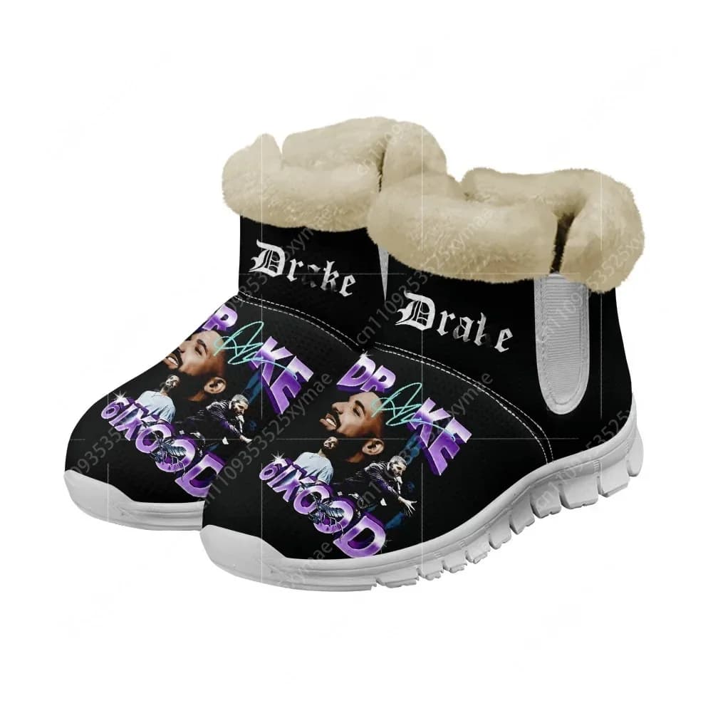 Drake Drizzy Rap Hip hop Music Singer Snow Boots Scarpe da uomo e da donna che mantengono il calore, sneakers casual leggere e imbottite in peluche