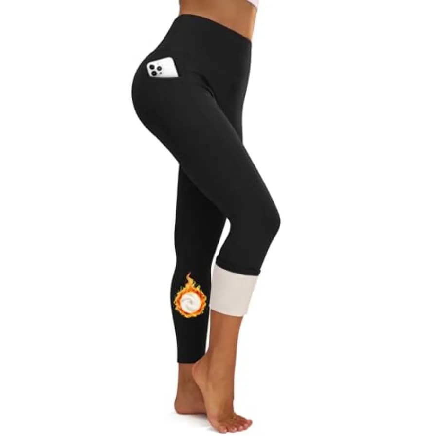 FEYHAY Pantaloni da yoga foderati in pile da donna, leggings termici invernali a vita alta con controllo della pancia