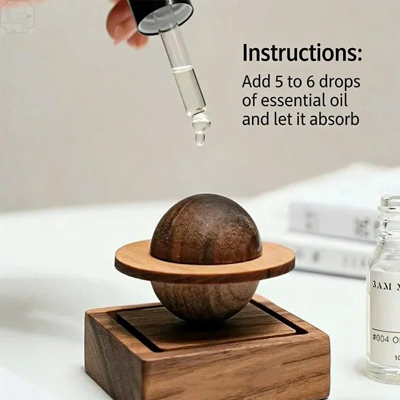 Wooden Planet Essential Oil Diffuser, Car Home Scented Air Freshener, Flameless Fragrance Ornament for Room Decor Gift