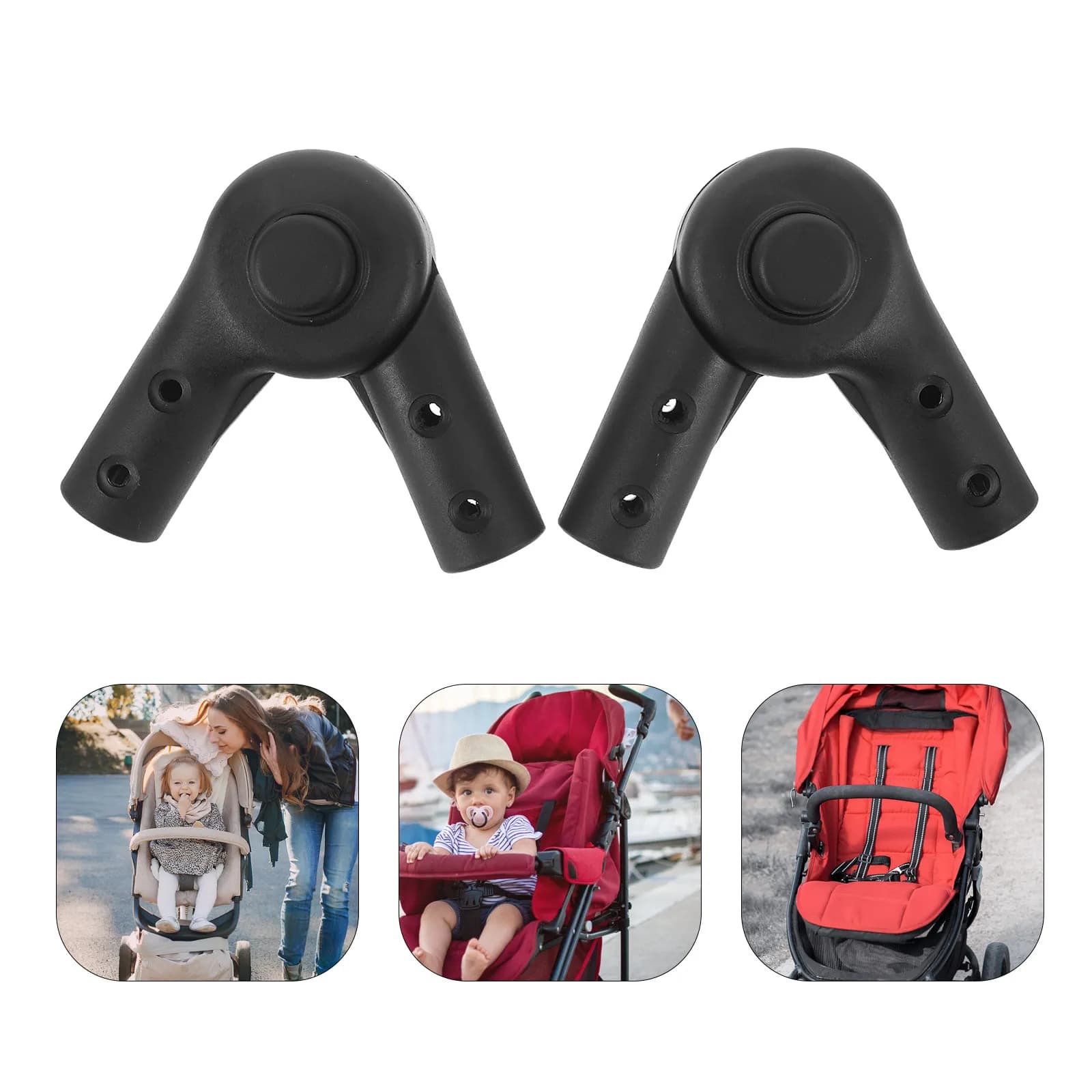2Sets Baby Stroller Handle Folding Joint High Strength Plastic Pushchair Connector Angle Adjustment Replacement Part for Trolley