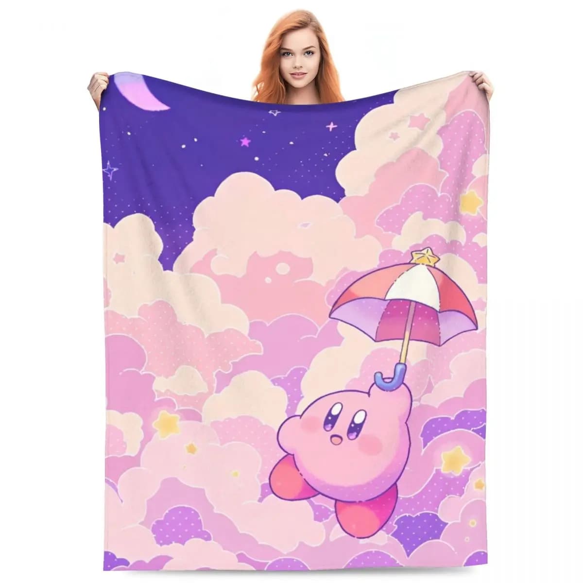 Nice knitted blankets Kawaii Kirbys Soft fleece blankets for cartoons for carpet sofa bed bedroom