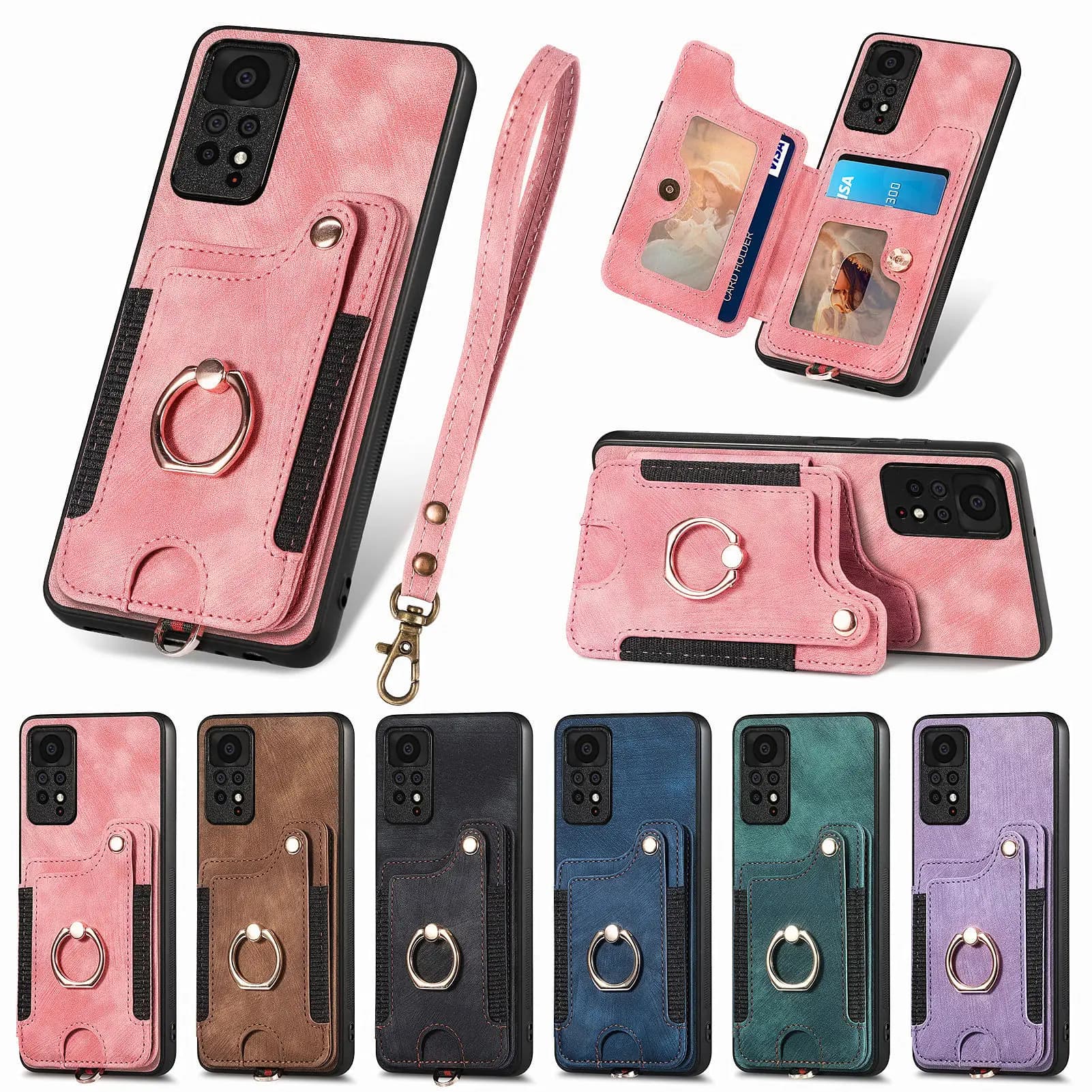 Carte Solt portafoglio porta anello custodia in pelle per Xiaomi Redmi Note 12 Pro Plus 11S 11 10 Lite 13 POCO X5 X4 12T X3 NFC cinturino Cover