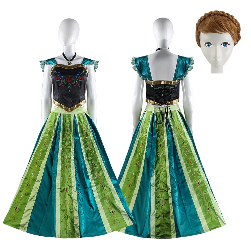 2026 Abito da principessa Frozen Abito cosplay Royal Anna per spettacoli teatrali Costume da gioco di ruolo con dettagli eleganti