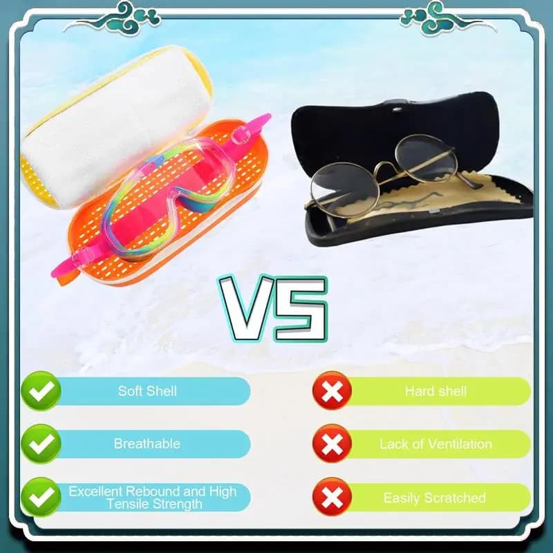 Reliable 2-piece swim glasses case for swim glasses Silicone protective cases with zipper sunglasses case with exhaust hole
