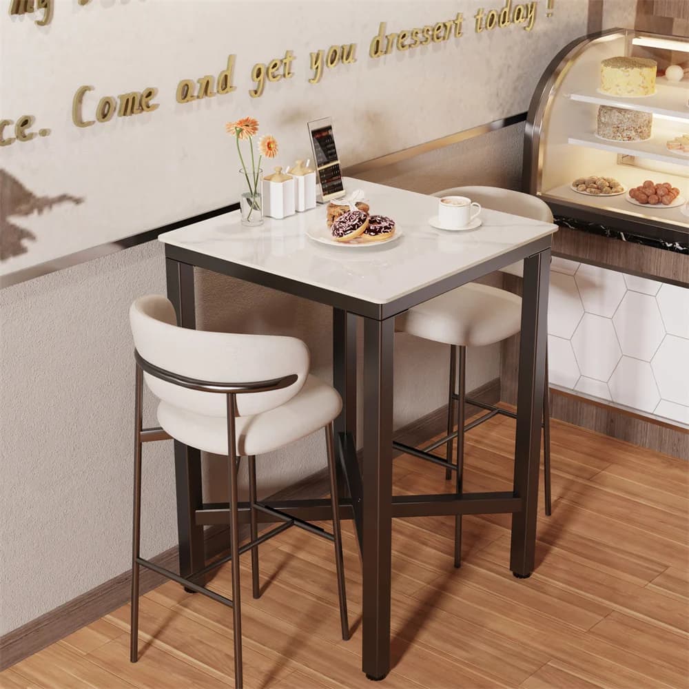 LUVODI 41.4" Tall Square Pub Table Counter Height Bar Table with Reinforced Metal Legs for Small Kitchen & Living Room