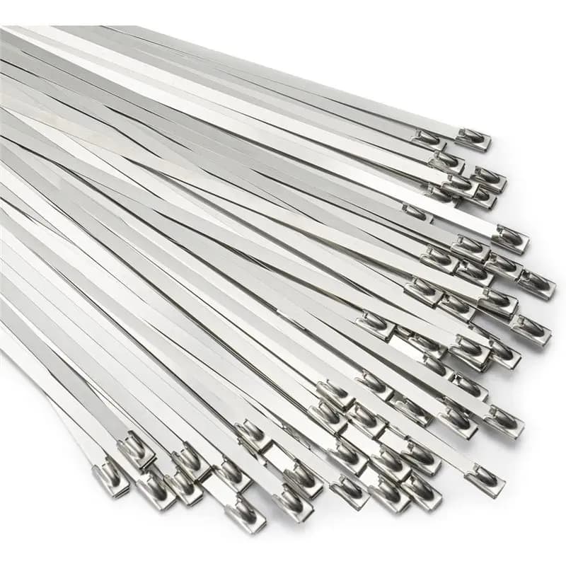 AB46-Metal Zip Ties 11.8 Inch 200Pcs 304 Stainless Steel Zip Ties Heavy Duty Multi-Purpose Self-Locking Cable Ties