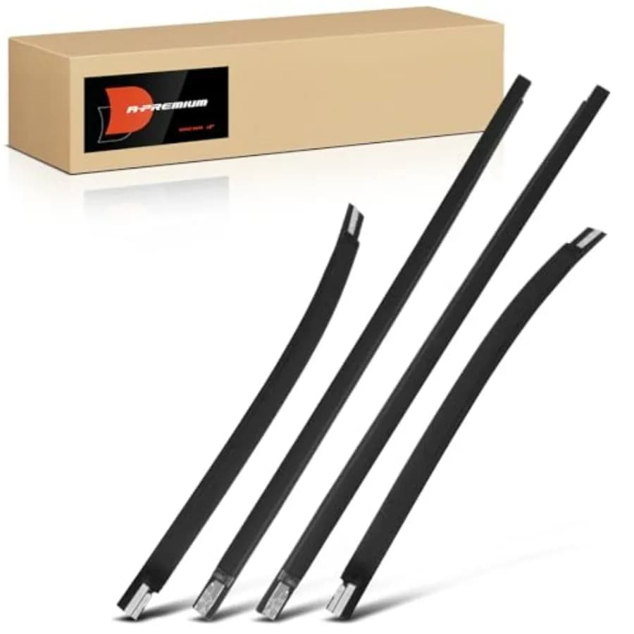 Kit di 4 Guarnizioni per Finestrini Anteriori e Posteriori per Toyota Tacoma 2001-2004 Crew Cab Pickup, in Gomma Nera Resistente