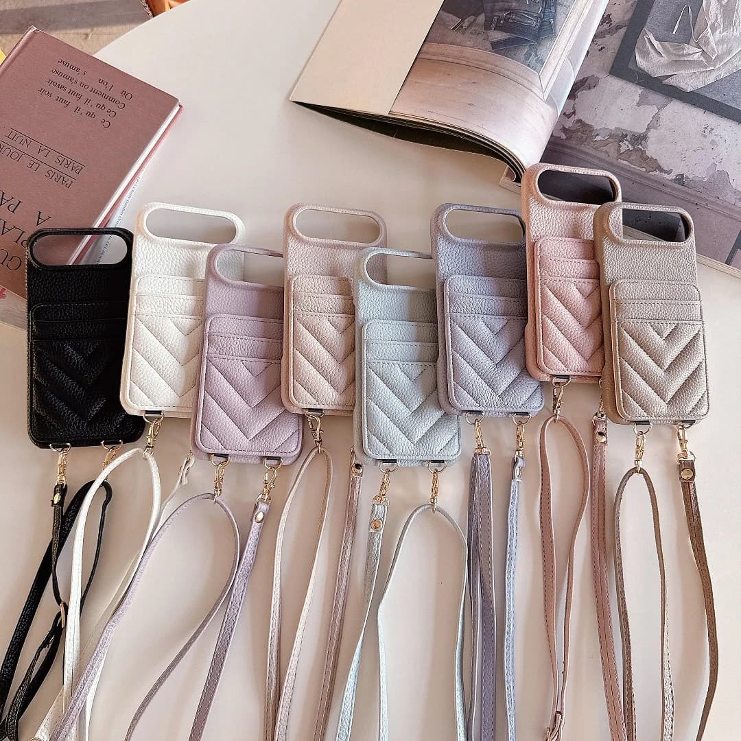 Luxury Crossbody Trend V Shape 3D Leather Dual Card Slot Wallet Case For Google Pixel 9A 10 11 Pro XL 8A 8Pro 7A 7Pro 6Pro Cover