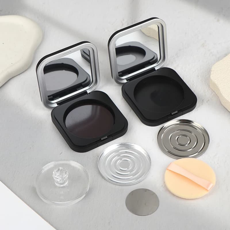 Empty Magnetic Cosmetics Palette Holder Box With Mirror Round Grid 60mm Plate Eyeshadow Blusher Lipstick DIY Powder Makeup Box