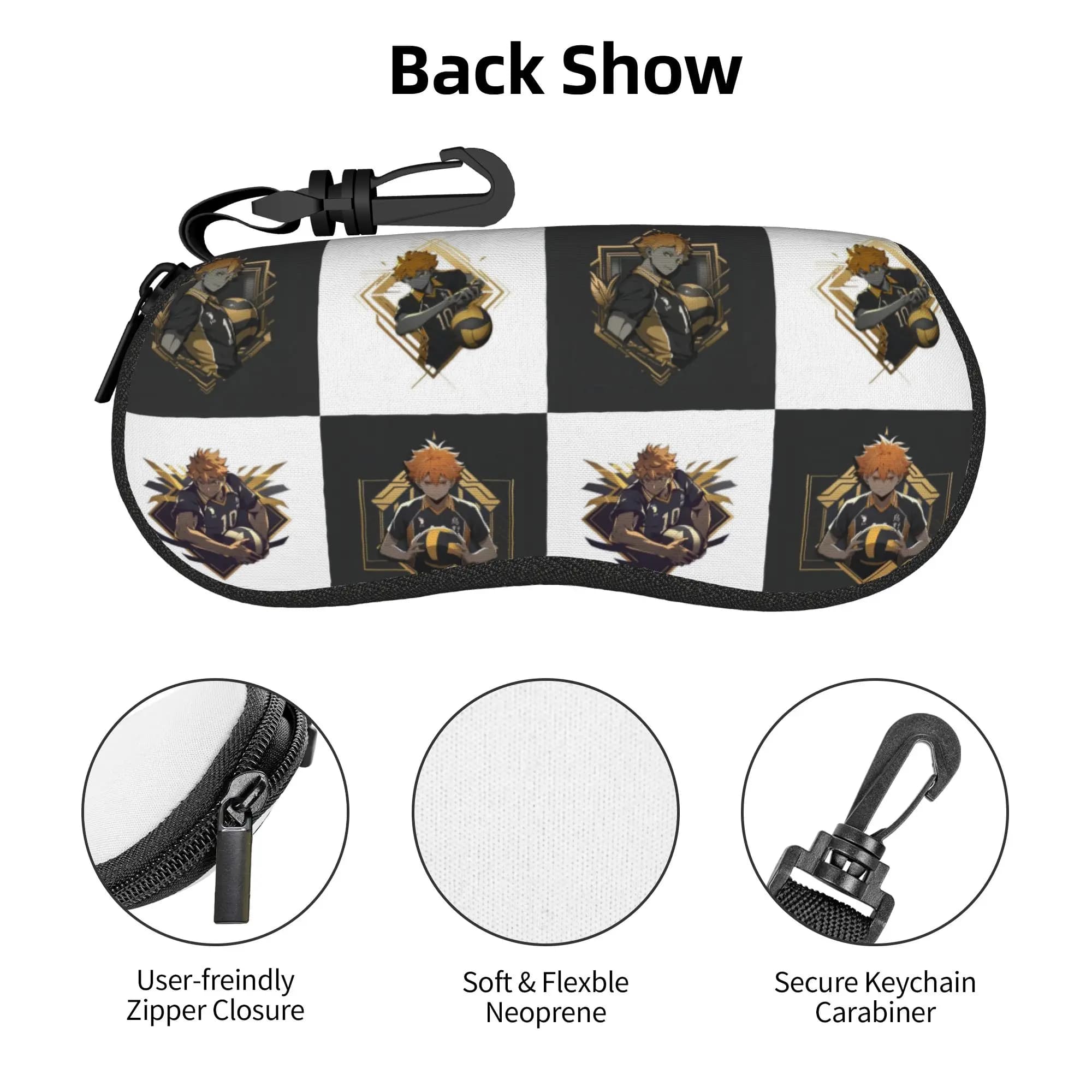 Manga Haikyuu Checkered Plaid Shell Eyeglasses Protector Cases Cute Sunglass Case Cartoon Anime Glasses Bag