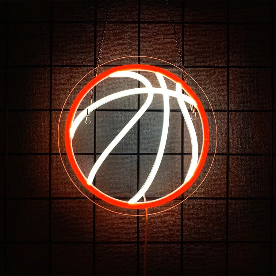 Basketball Neon Sign Hanging LED Wall Sign USB Powered, Wall Decor for Bedroom Game Room School Basketball Themed Birthday Party
