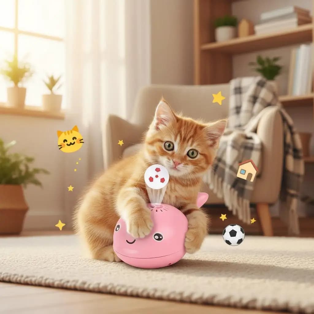 Giocattolo Elettrico Interattivo per Gatti, Palla Elettrica a Forma di Balena, Giocattolo USB con Doppia Funzione Ventilatore, Giocattolo Portatile per Animali Domestici